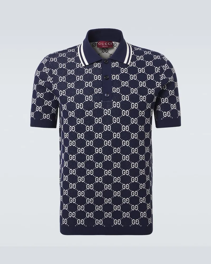 Gucci Polohemd aus einem Baumwollgemisch Blau