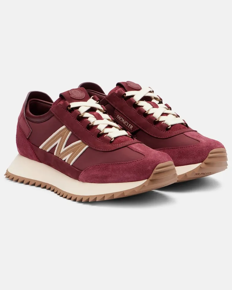 Moncler Sneakers Pacey2 mit Veloursleder Burgunderrot