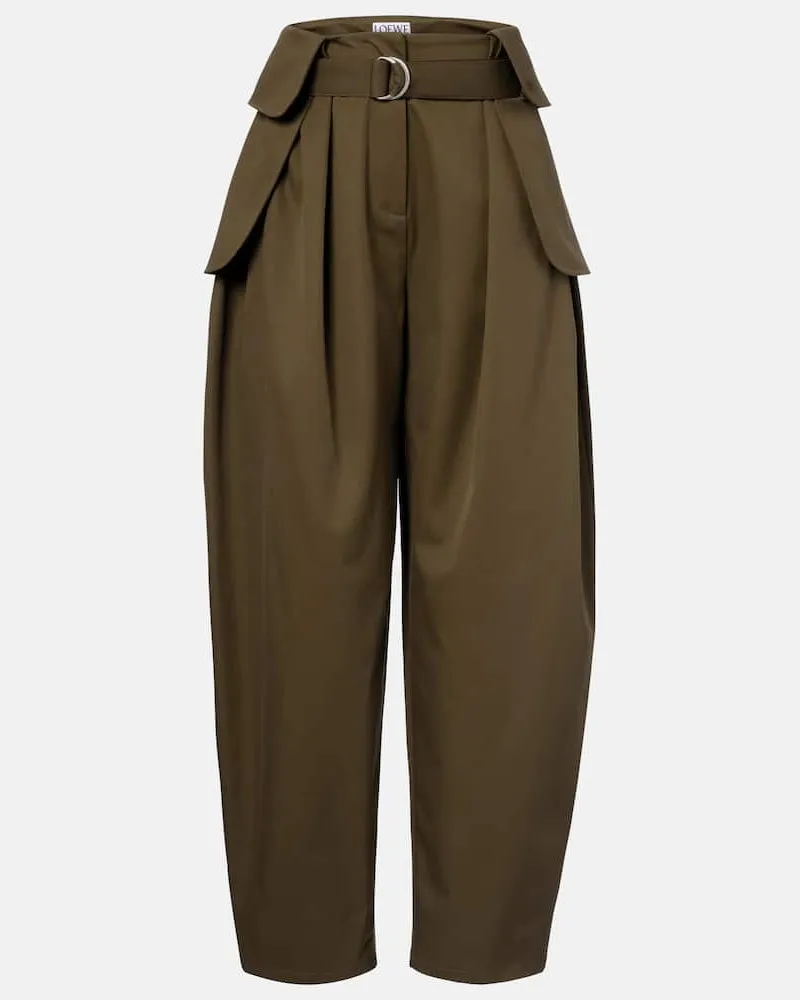 Loewe Barrel-Hose Double L aus Baumwolle und Seide Grün
