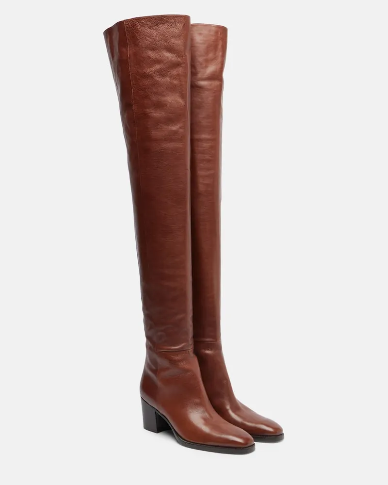 Saint Laurent Overknee-Stiefel Odeon aus Leder Braun