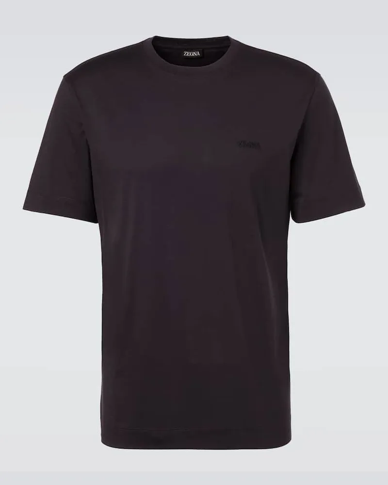 Ermenegildo Zegna T-Shirt aus Baumwoll-Jersey mit Logo Blau