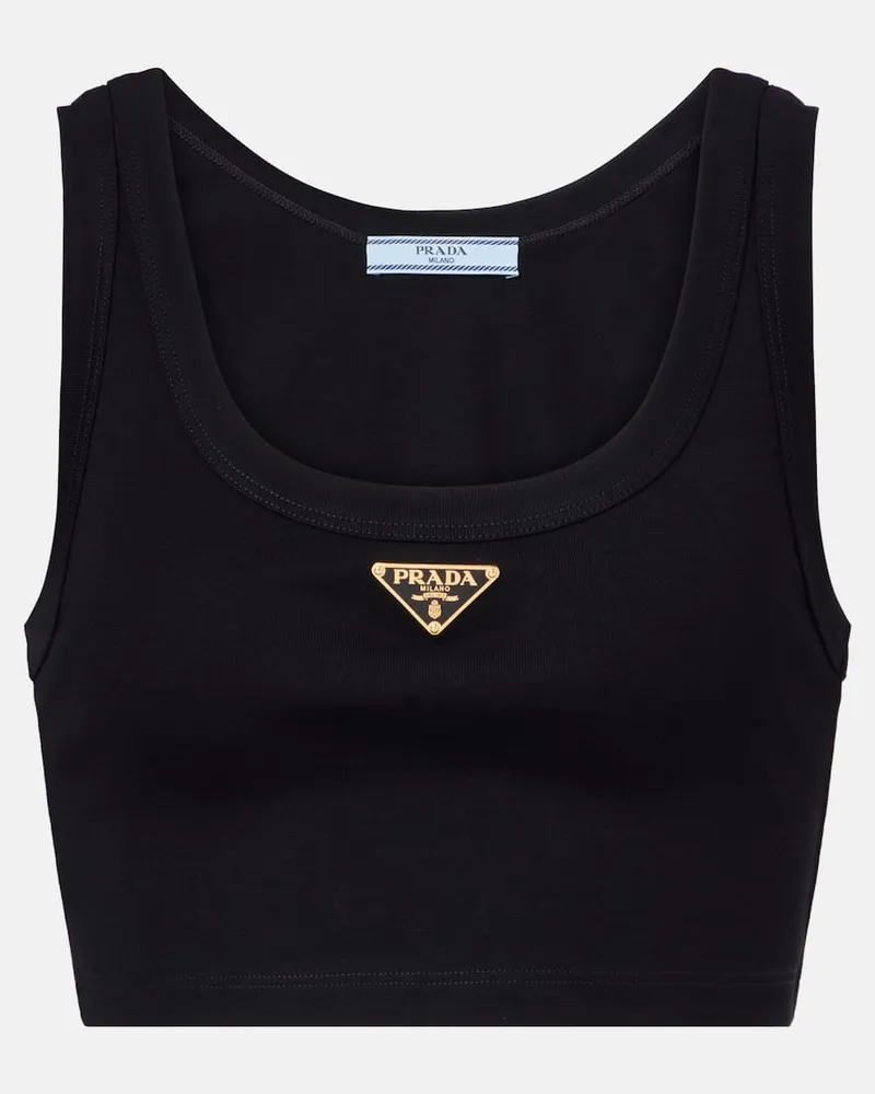 Prada Cropped-Top aus Baumwolle Schwarz