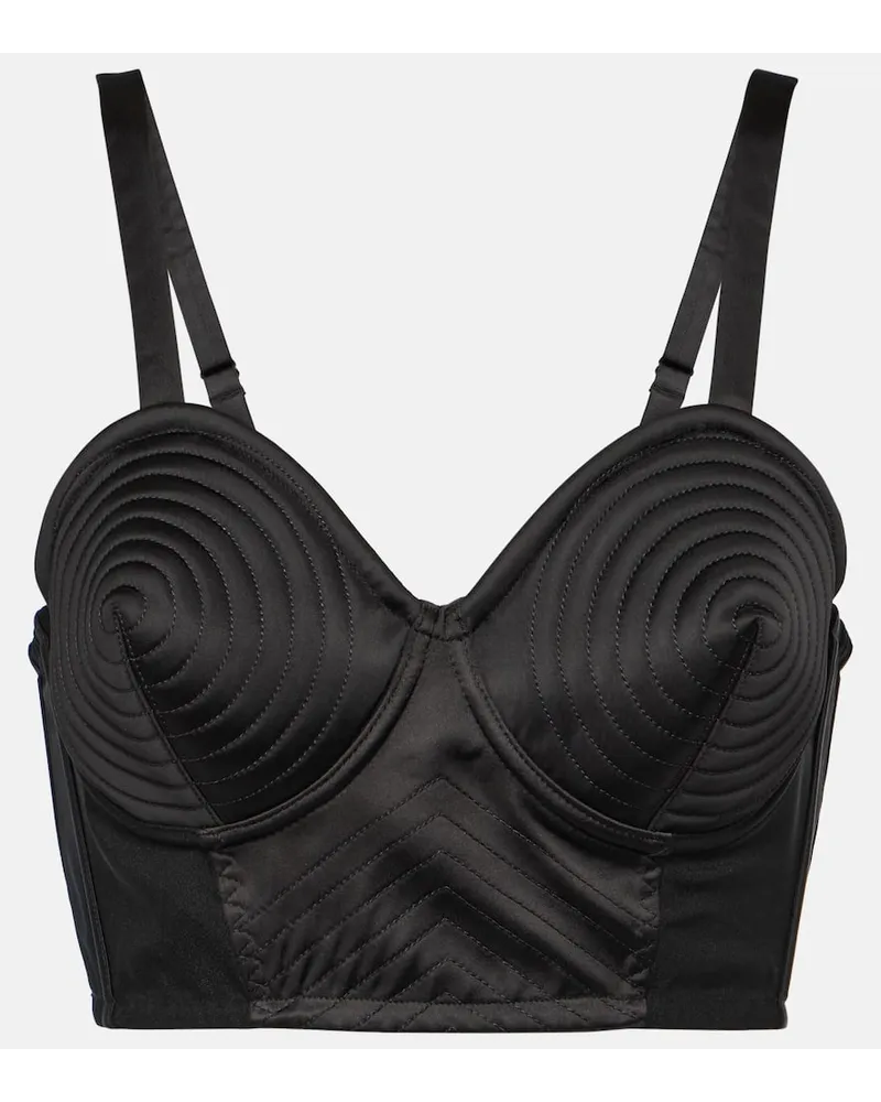 Jean Paul Gaultier Tattoo Bralette Iconic aus Satin Schwarz