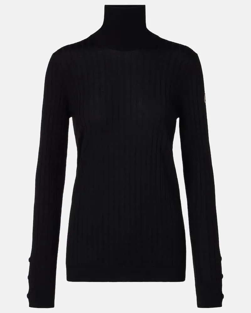 Moncler Rollkragenpullover aus Wolle und Kaschmir Schwarz