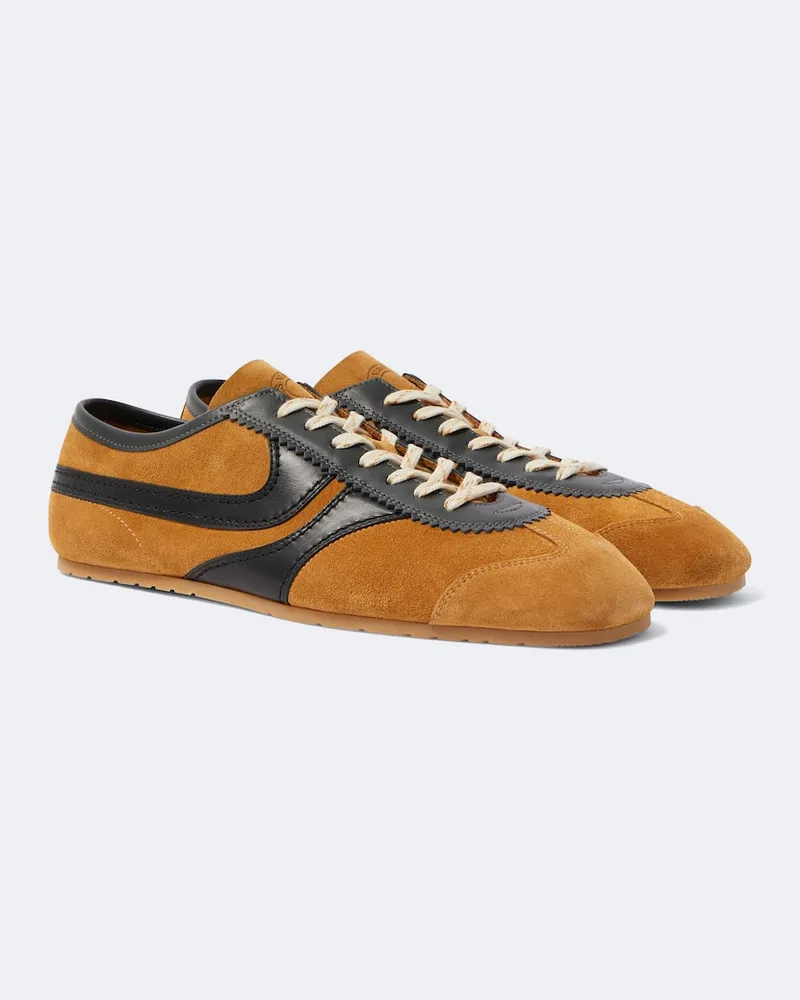 Dries van Noten Sneakers aus Veloursleder mit Leder Beige