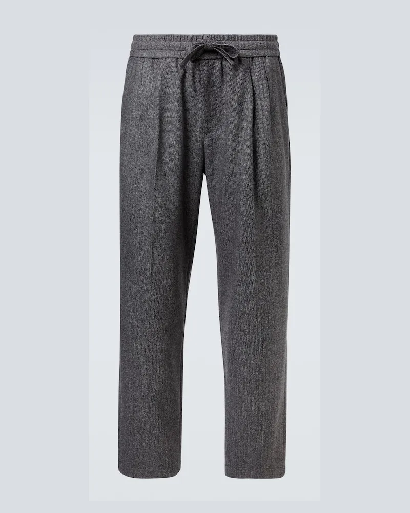 Dolce & Gabbana Weite Hose aus einem Wollgemisch Grau