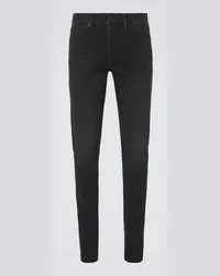 Tom Ford Slim Jeans mit Leder Schwarz