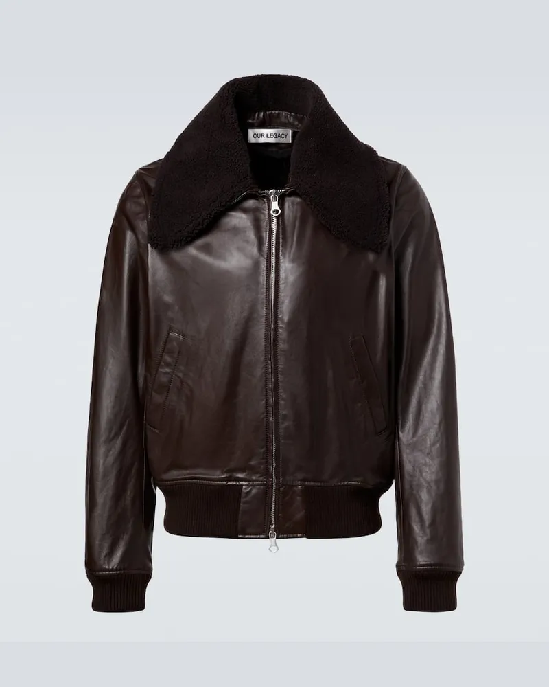 Our Legacy Bomberjacke Pharos aus Leder Schwarz