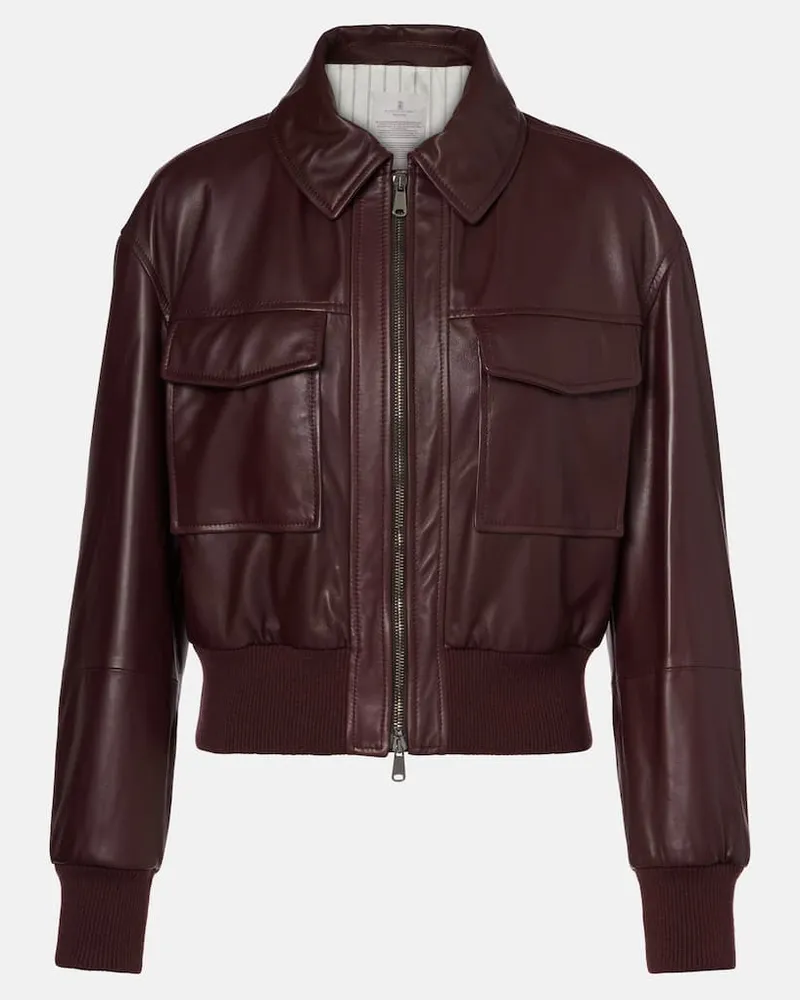 Brunello Cucinelli Lederjacke Burgund