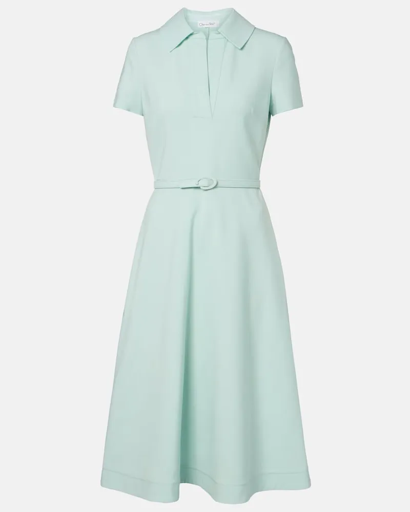 Oscar de la Renta Midikleid aus einem Wollgemisch Blau