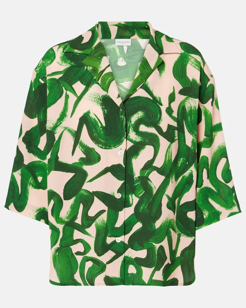 Dries van Noten Bedrucktes Hemd Grün