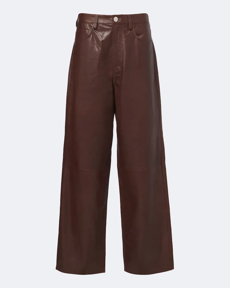 Róhe Róhe Weite Hose aus Leder Braun