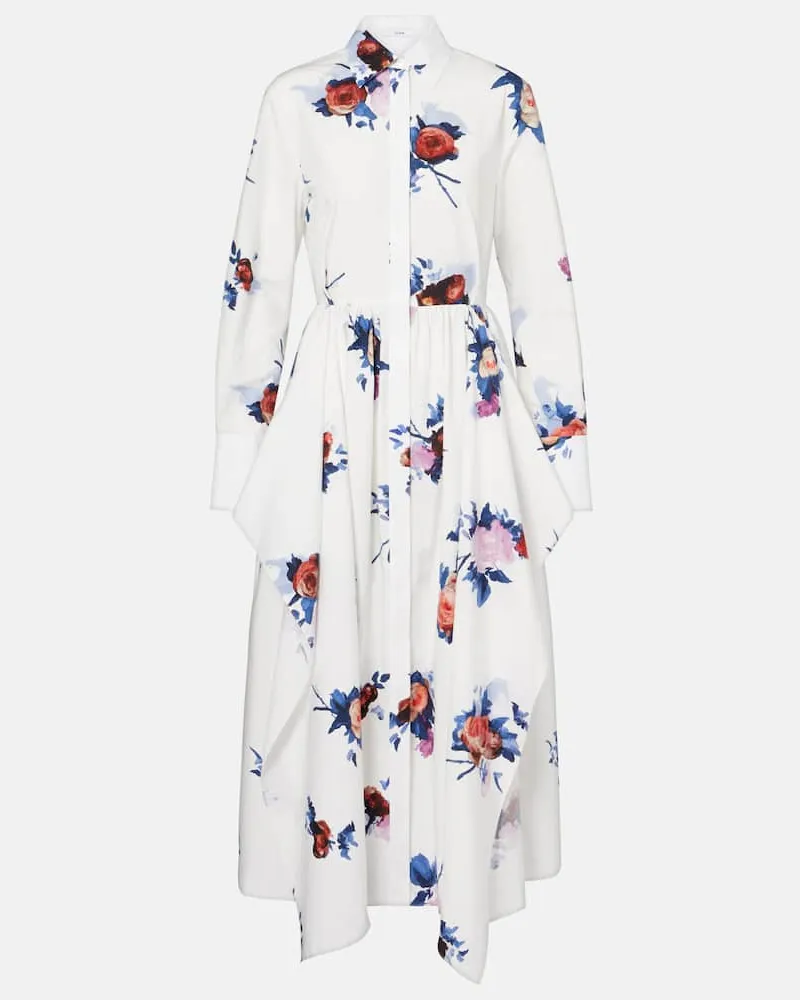 Erdem Hemdblusenkleid aus Baumwollpopeline Weiß