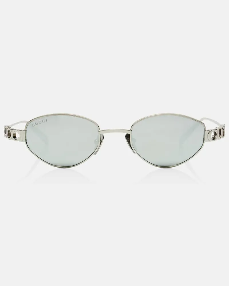 Gucci Ovale Sonnenbrille Silber