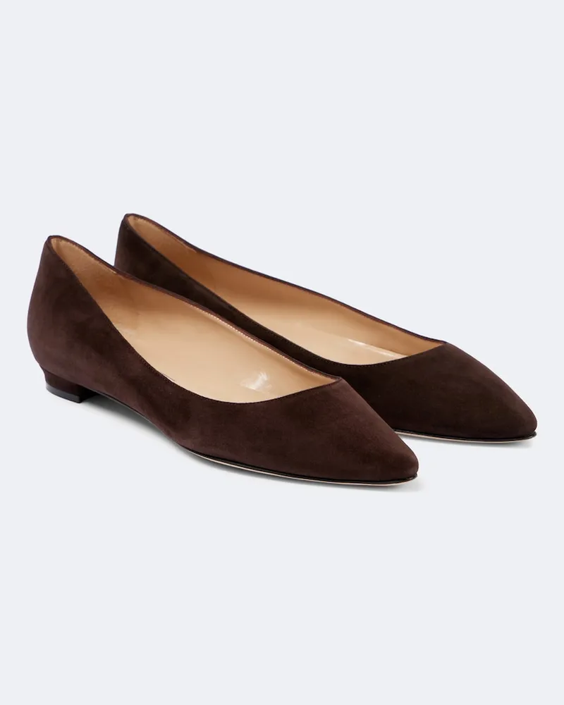 Manolo Blahnik Ballerinas Lanza BB aus Veloursleder Braun
