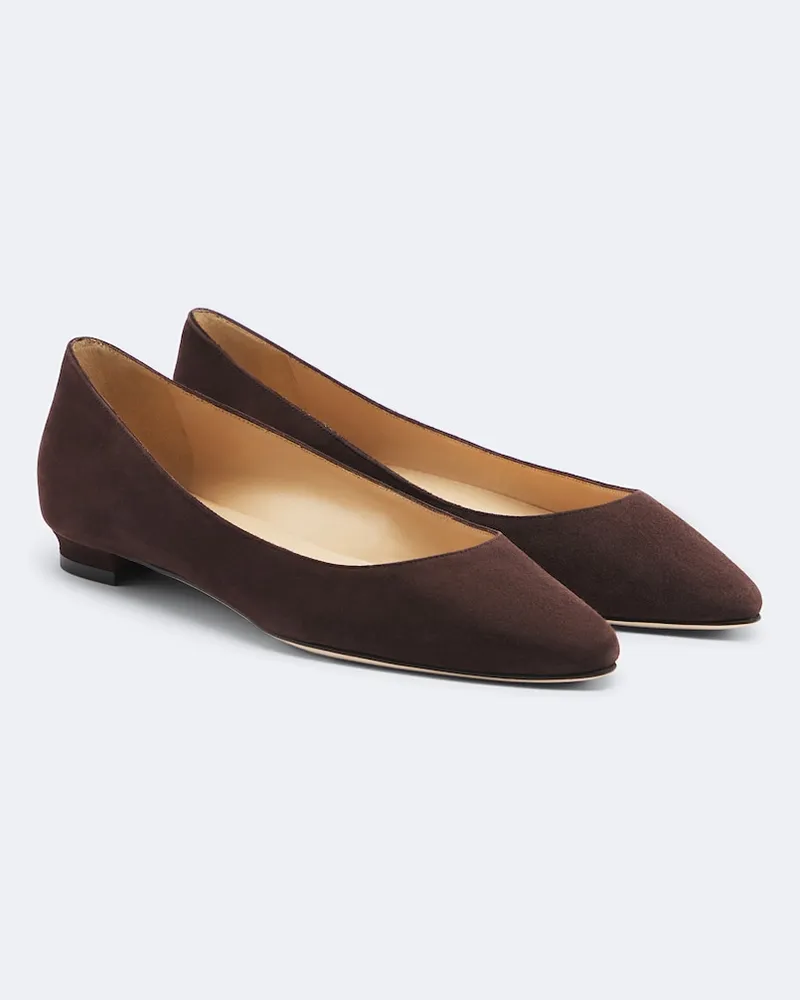 Manolo Blahnik Ballerinas Lanza BB aus Veloursleder Braun