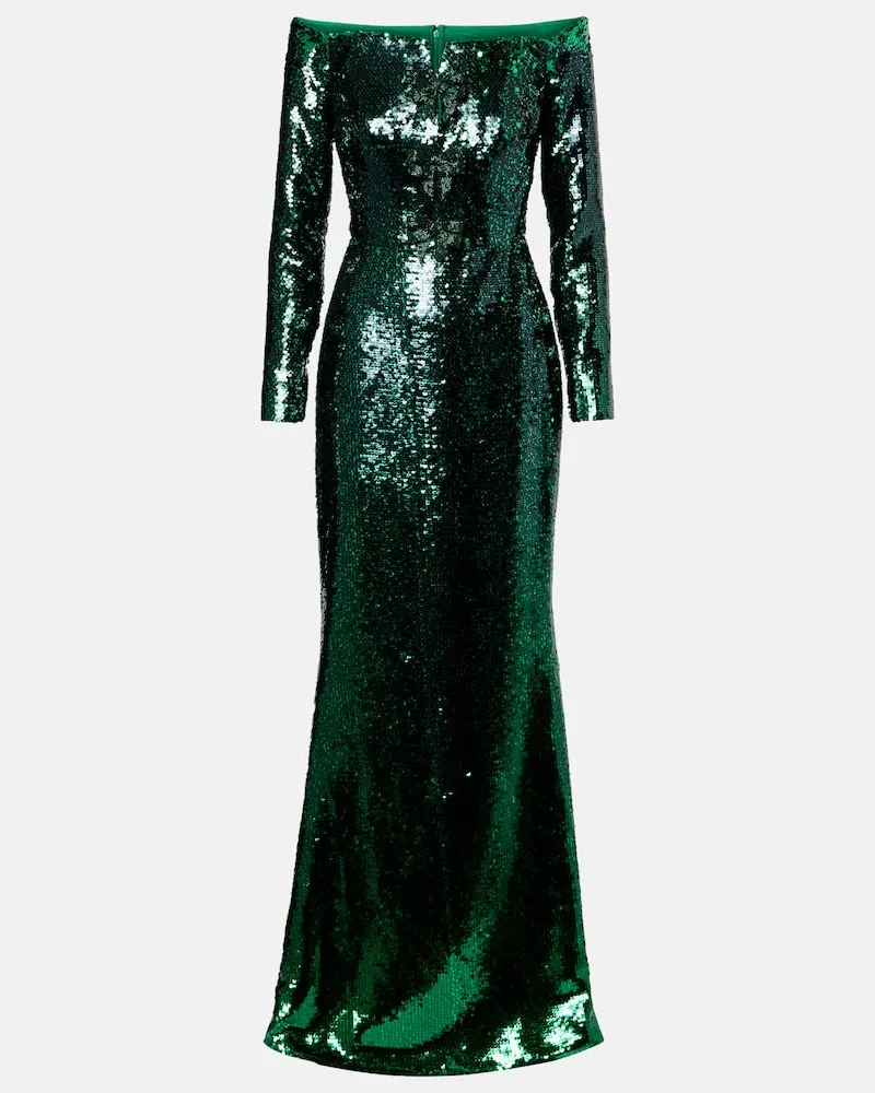 Elie Saab Off-Shoulder-Robe mit Pailletten Grã¼n