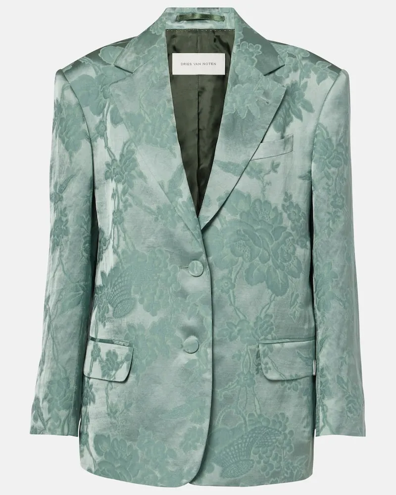 Dries van Noten Blazer aus einem Leinengemisch Blau