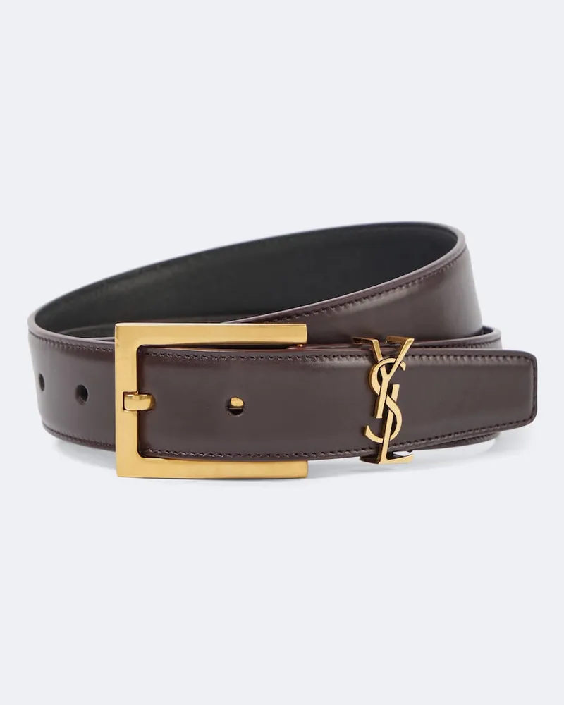 Saint Laurent Gürtel Cassandre 30mm aus Leder Braun