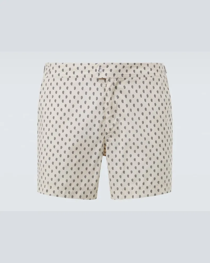 Tom Ford Bedruckte Badehose Weiß