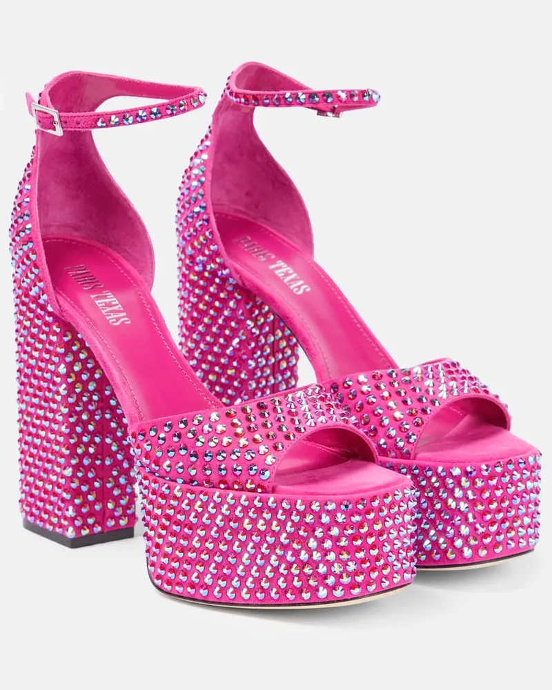 Paris Texas Verzierte Plateausandalen Holly Nicole aus Leder Rosa
