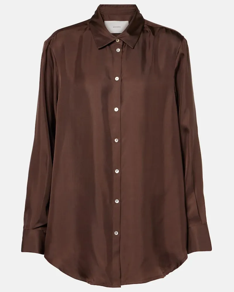 ASCENO Hemd aus Seiden-Twill Braun