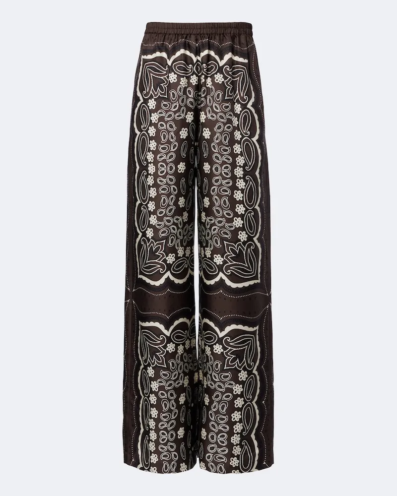 Nili Lotan Weite Hose Morgan aus Seiden-Twill Braun