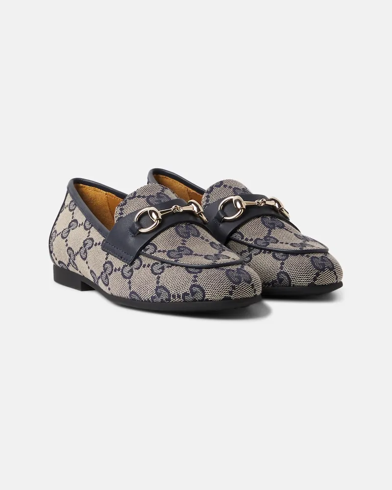 Gucci Loafers Horsebit GG aus Canvas Beige