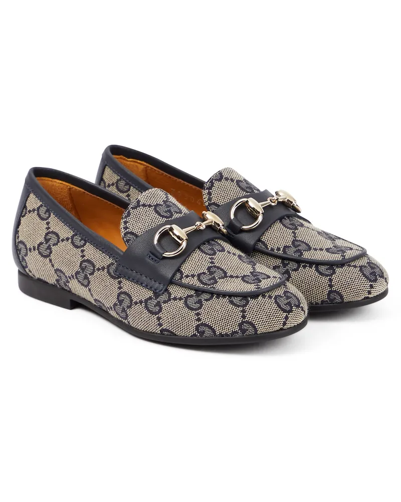 Gucci Loafers Horsebit GG aus Canvas Beige