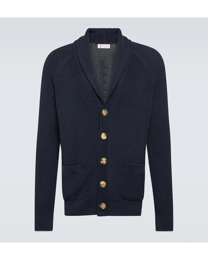 Brunello Cucinelli Cardigan aus Baumwolle Blau