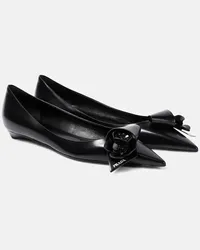 Prada Verzierte Ballerinas aus Leder Schwarz