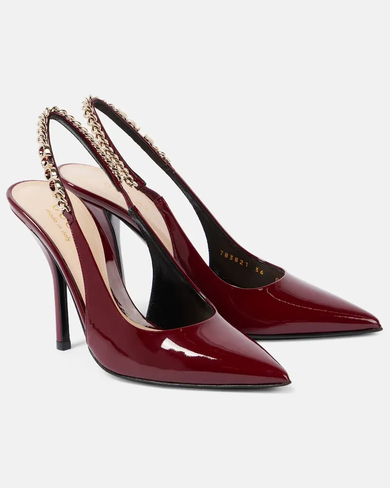Gucci Slingback-Pumps Signoria aus Lackleder Rot