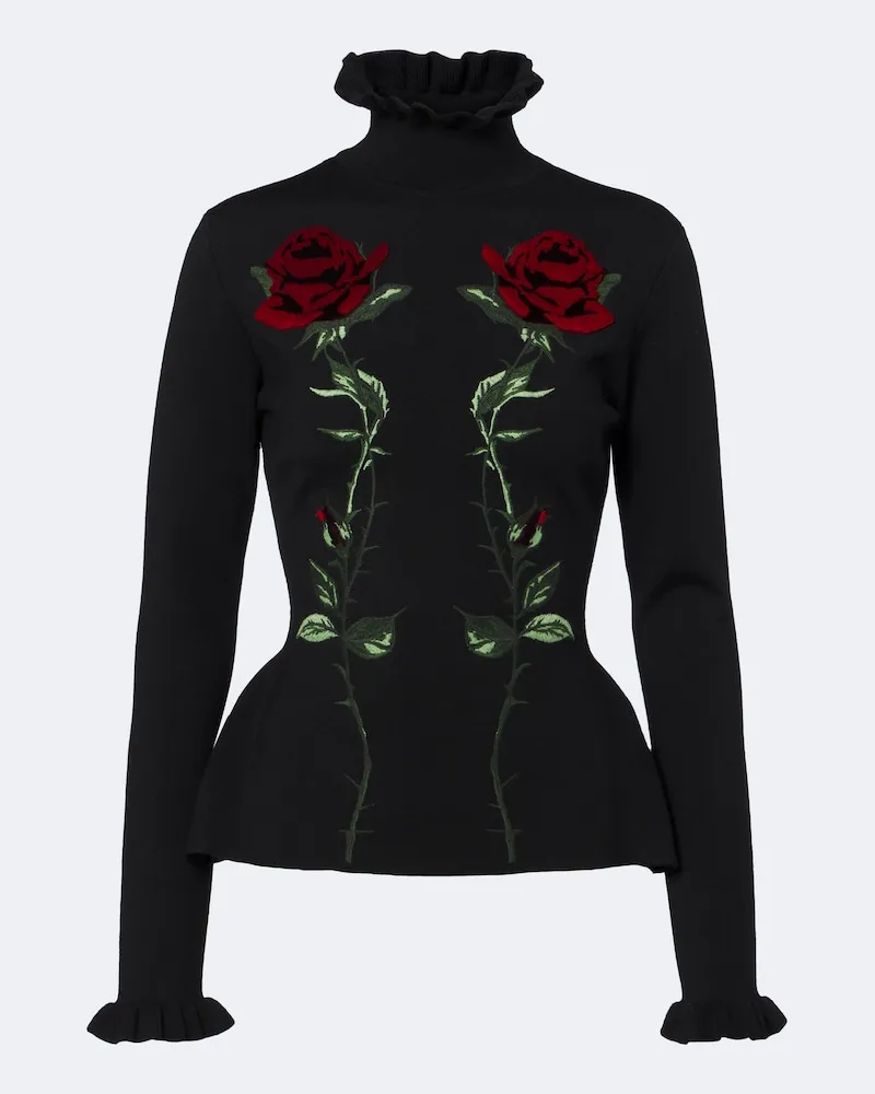 Blumarine Bestickter Pullover aus Schurwolle Multicolor