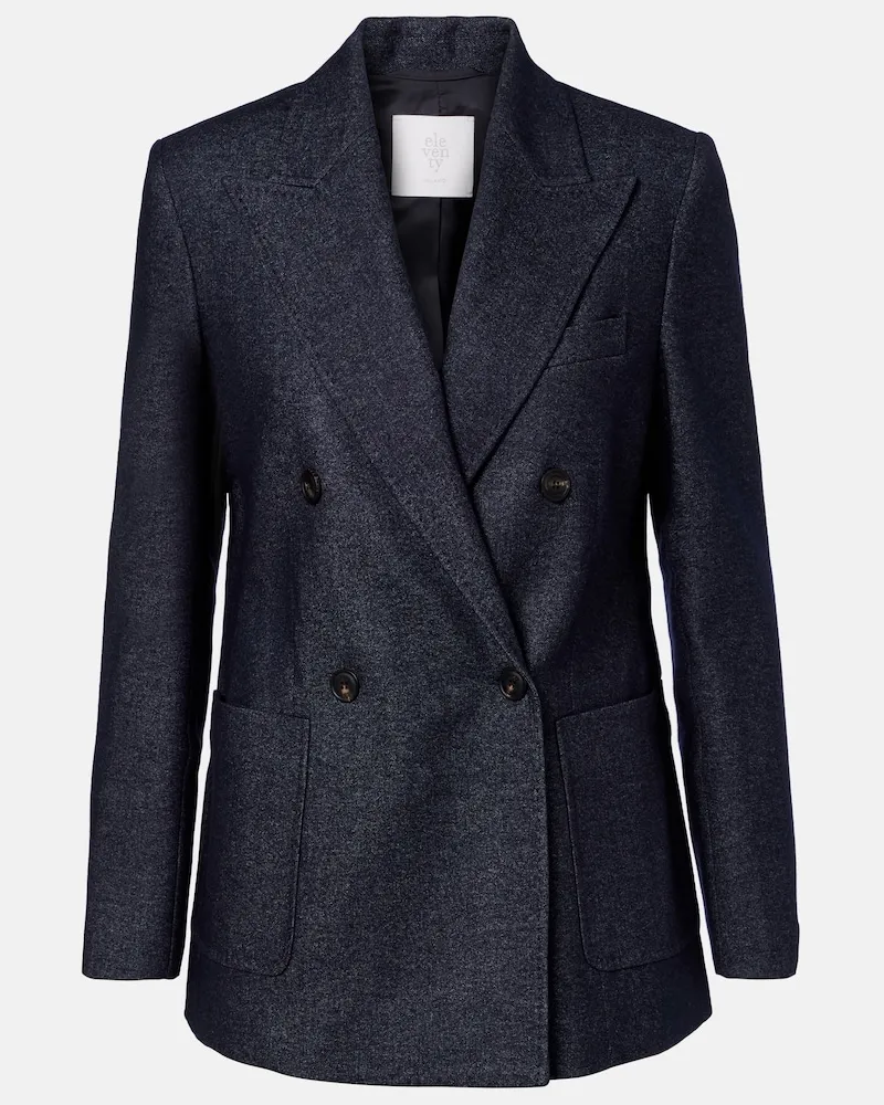 Eleventy Blazer aus Wolle, Baumwolle und Kaschmir Blau