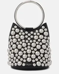 Alaïa Alaia Verzierte Bucket-Bag Ring Mini aus Leder Schwarz