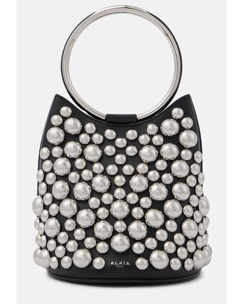 Alaïa Alaia Verzierte Bucket-Bag Ring Mini aus Leder Schwarz