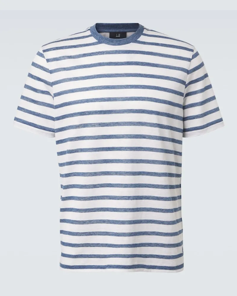 Dunhill T-Shirt aus Leinen und Baumwolle Weiß