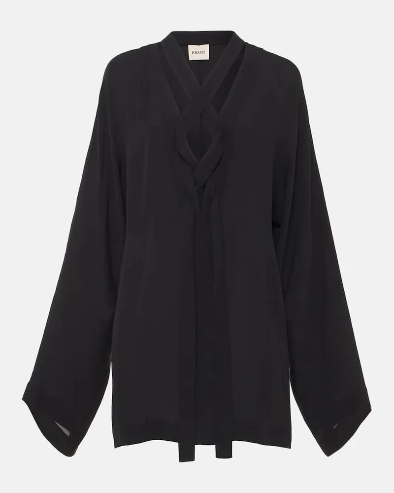 KHAITE Minikleid Mehna aus Seide Schwarz