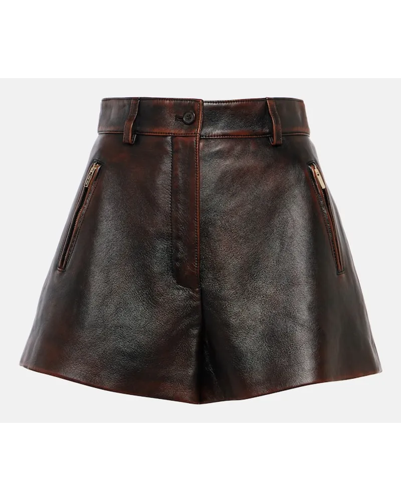Miu Miu Shorts aus Leder Schwarz