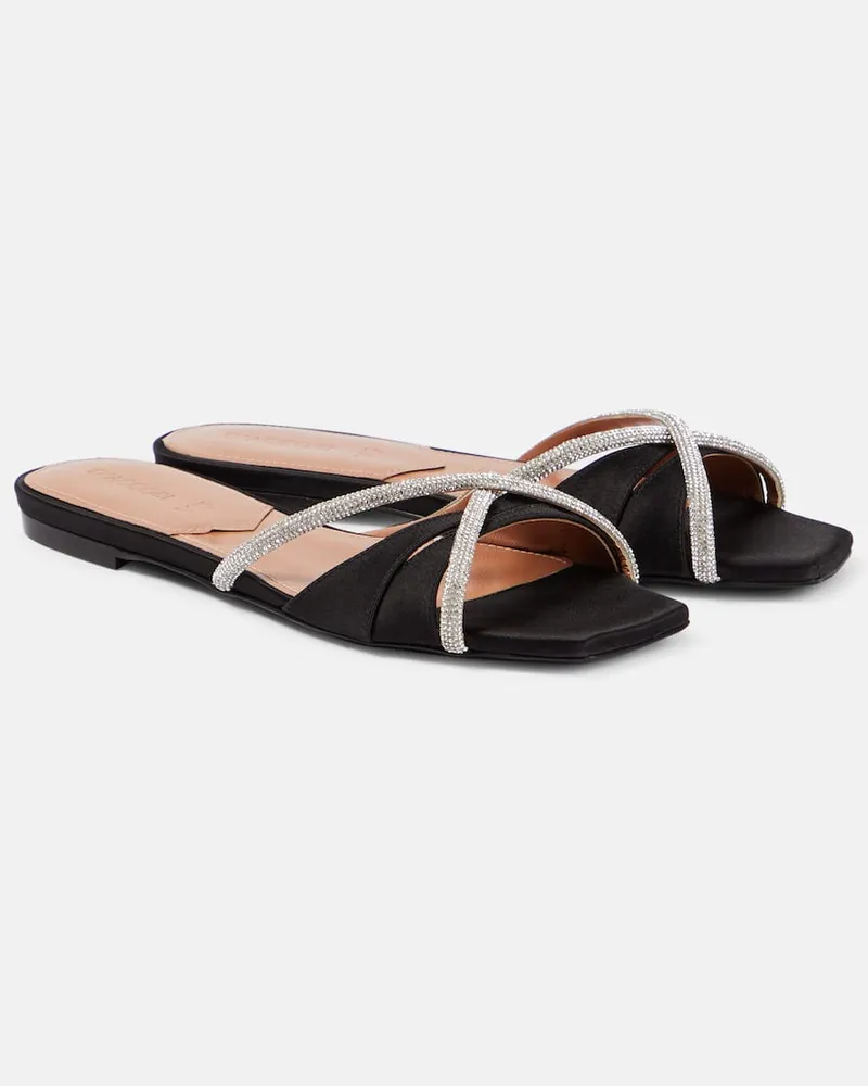 D’Accori Verzierte Pantoletten Lust aus Satin Schwarz