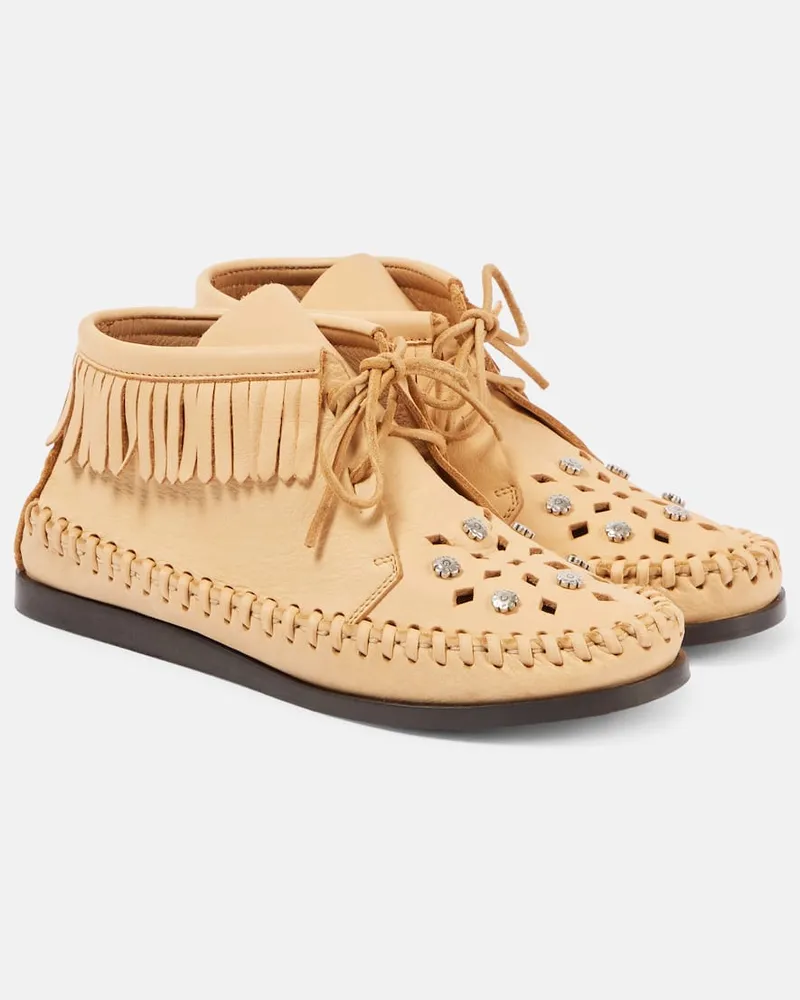 Isabel Marant Verzierte Mokassins Felsa aus Leder Beige