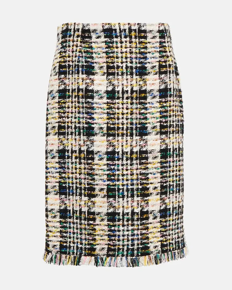 Oscar de la Renta Midirock aus Tweed Multicolor