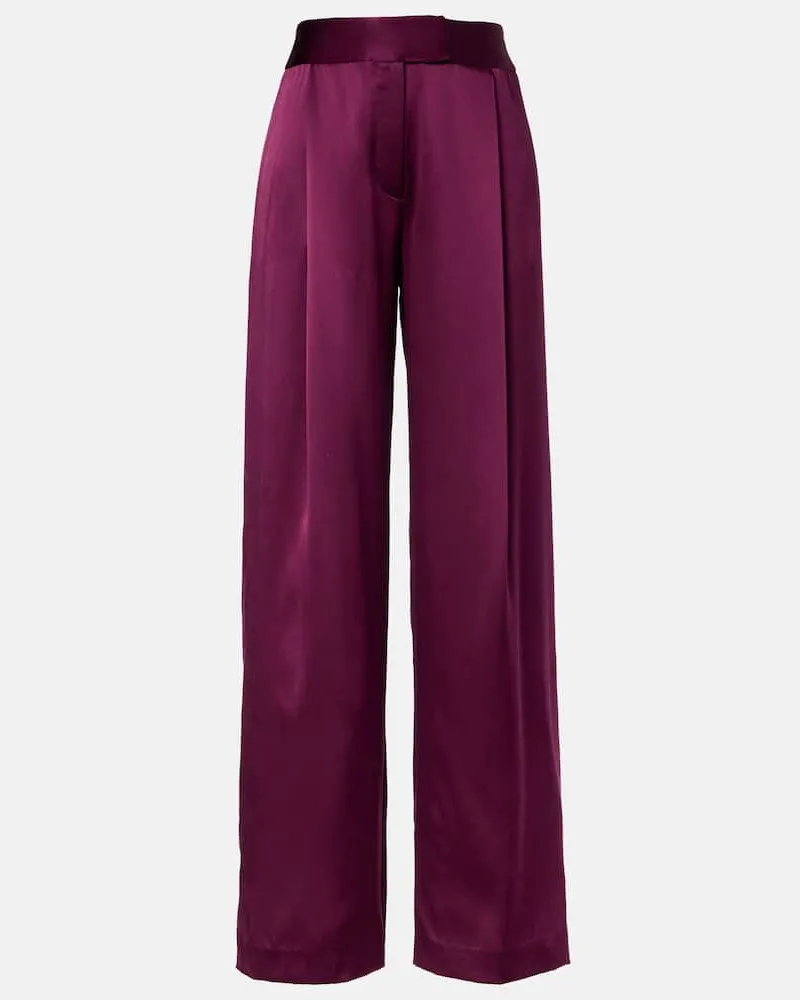 The Sei Weite High-Rise-Hose aus Seide Burgund