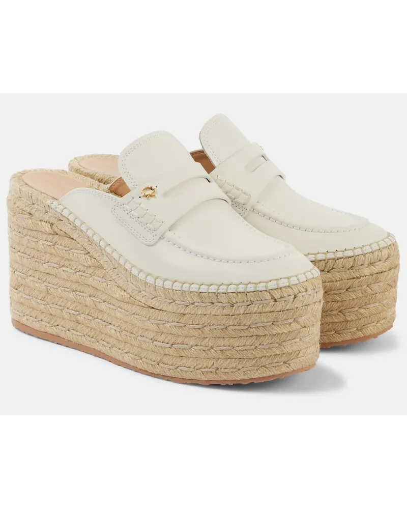 Gianvito Rossi Espadrille-Wedges aus Leder Weiss