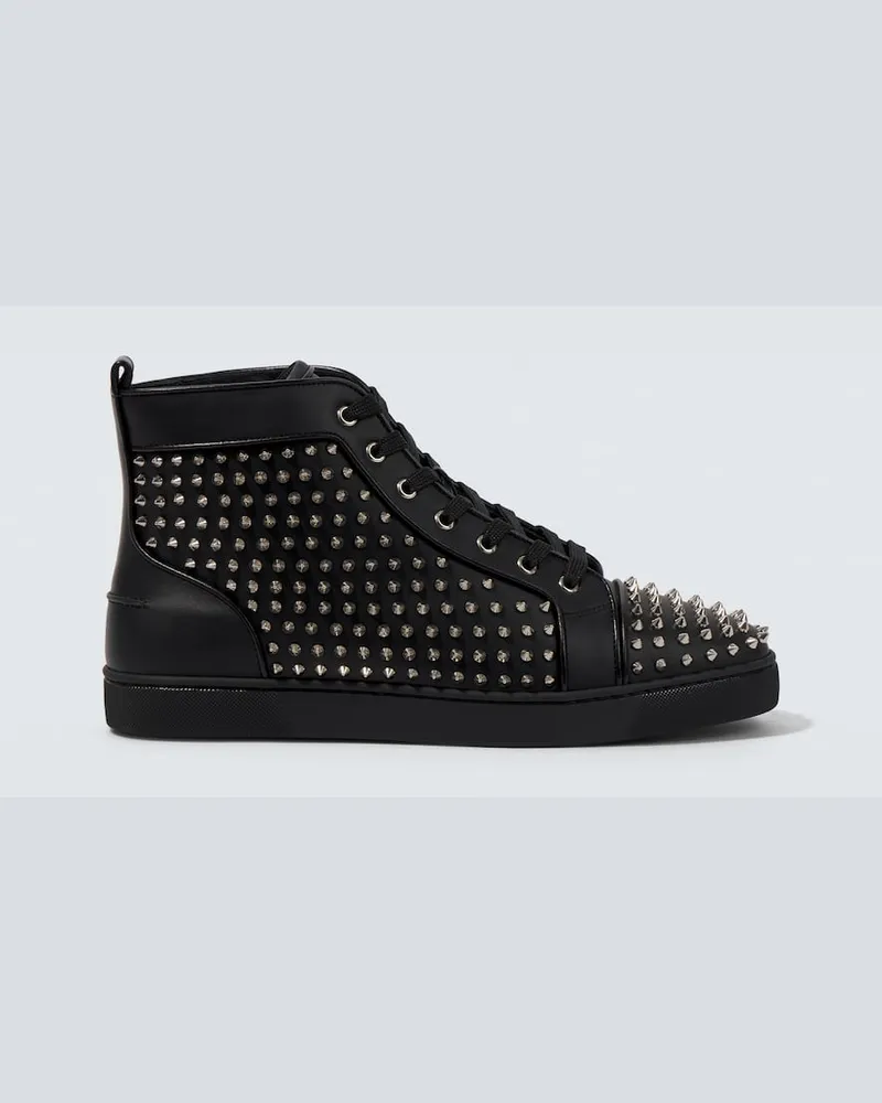 Christian Louboutin High-Top Sneakers Louis Spikes aus Leder Schwarz