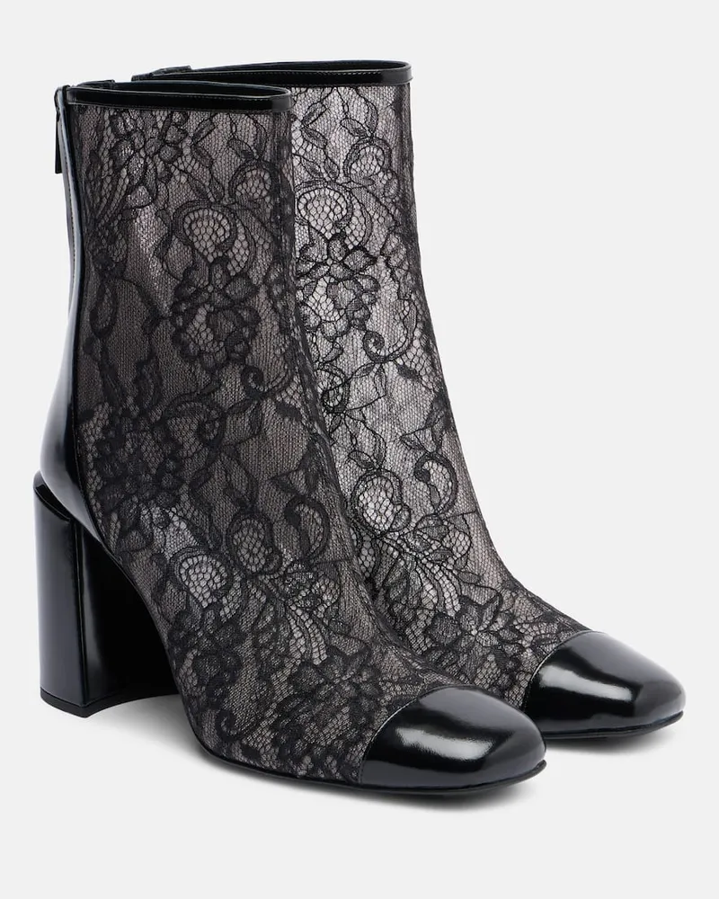 Jimmy Choo Ankle Boots Kisu 85 aus Spitze und Leder Schwarz