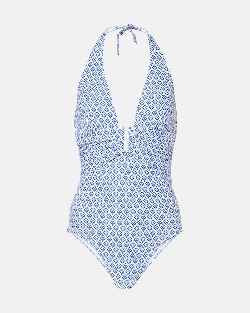 Heidi Klein Bedruckter Badeanzug Cape Cod Blau