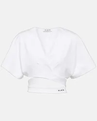 Alaïa Alaia Cropped-Top aus Baumwoll-Jersey Weiss