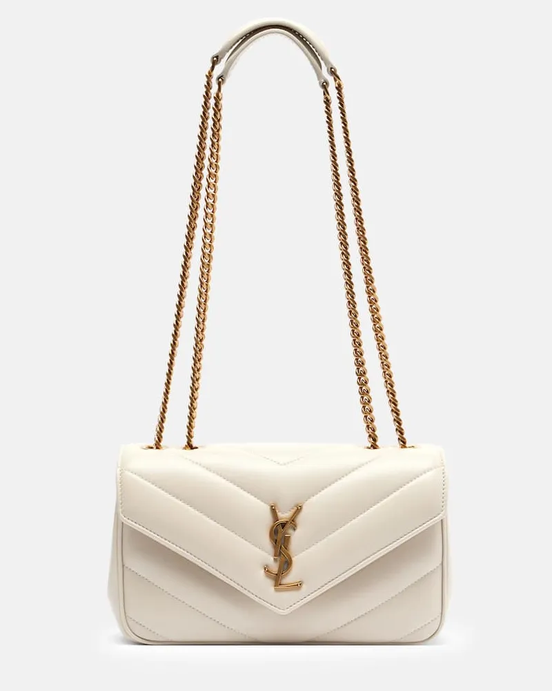 Saint Laurent Schultertasche Lou Lou Small aus Leder Weiß