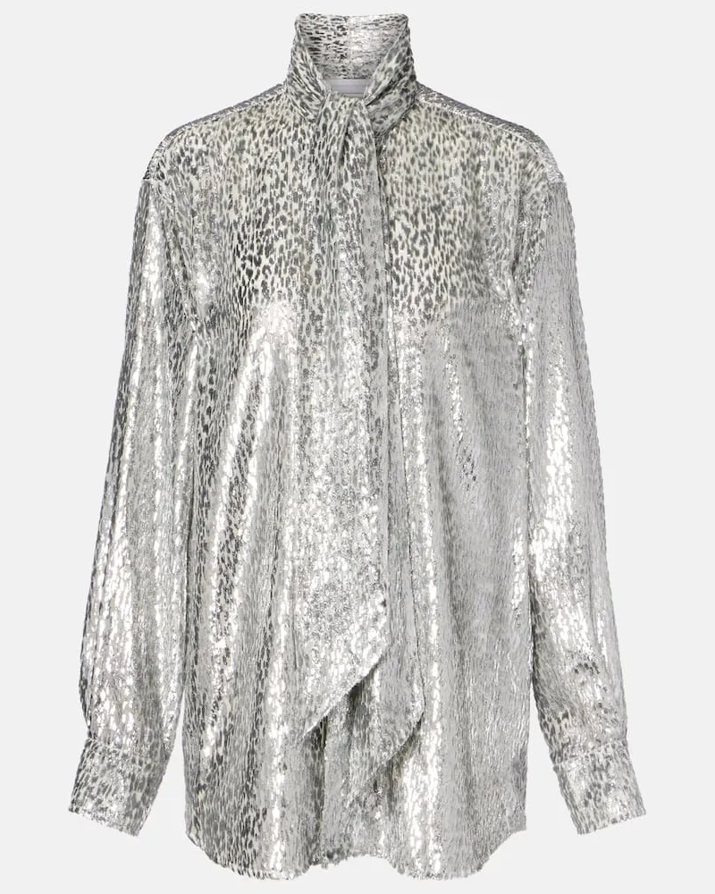 Stella McCartney Hemd aus Lamé Silber